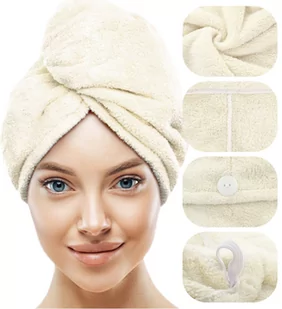 Turban 65 x 25 Ręcznik Mikrofibra Aki Krem - Pozostałe akcesoria do kąpieli i SPA - miniaturka - grafika 1