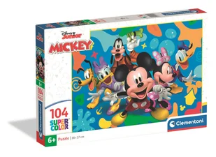 Clementoni, puzzle 104 super kolor mickey and friends 25053 - Puzzle - miniaturka - grafika 1