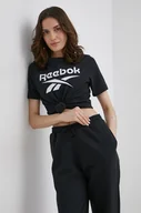 Koszulki sportowe damskie - Reebok T-shirt HB2271 damski kolor czarny - miniaturka - grafika 1