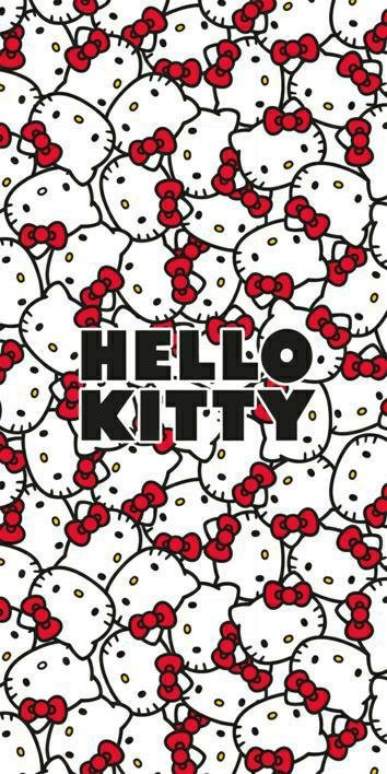 Ręcznik plażowy 70x140 Hello Kitty kotki kokardki czerwone biały czarny bawełniany