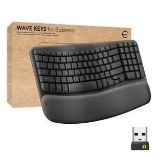 Logitech Wave Keys klawiatura Biuro RF Wireless + Bluetooth AZERTY Belgijski Grafitowy - Klawiatury - miniaturka - grafika 1