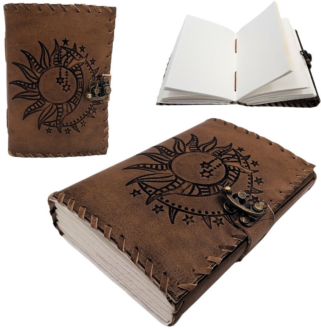 Notes Skórzany Retro 200 stron Słońce i Księżyc 200 stron - AH05