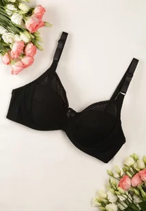 Czarny Gładki Biustonosz z Regulowanymi Ramiączkami Pronisa - Biustonosze - miniaturka - grafika 1