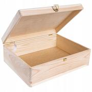 Pudełka i szkatułki - Pudełko Drewniane Z Zamkiem Z Wiekiem 40X30X14 Cm - miniaturka - grafika 1