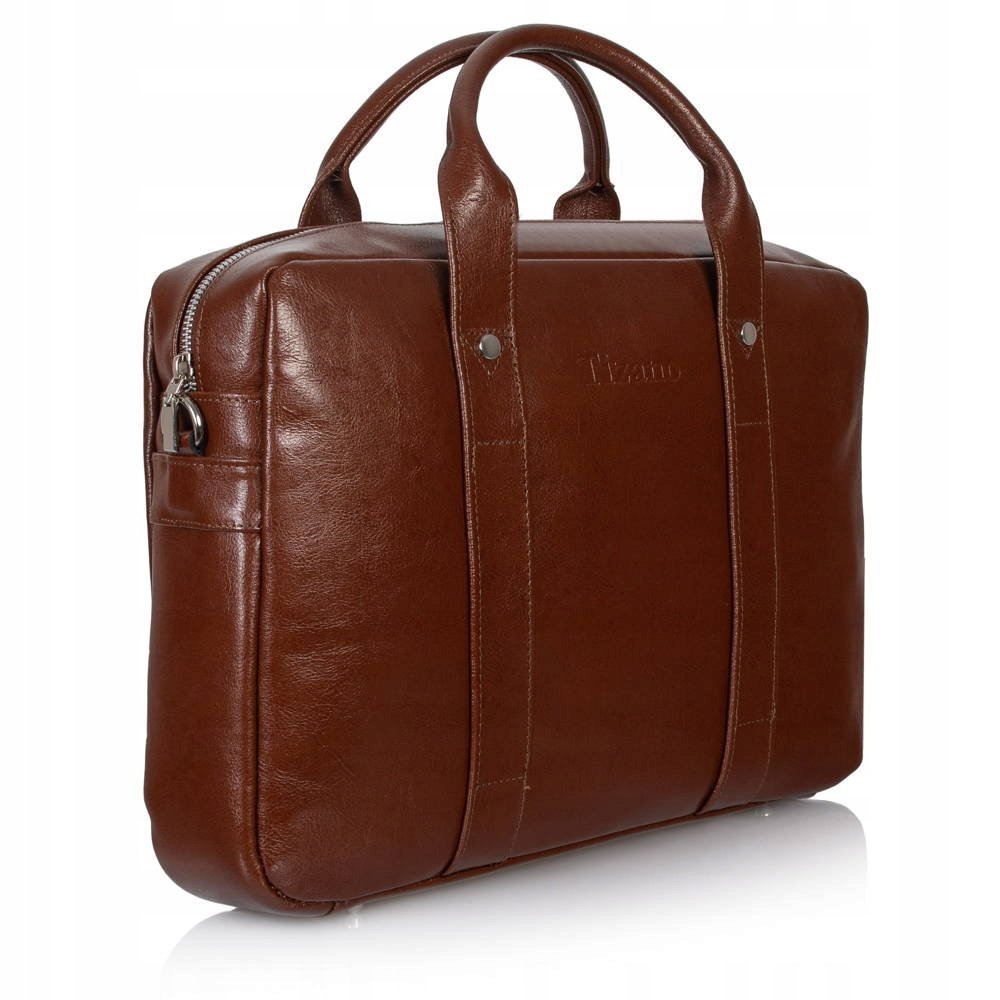 Skórzana torba męska brązowa na laptopa - Tizano TM07