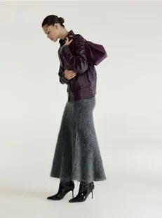 Reserved - Spódnica maxi z wełną - ciemnoszary - Spódnice - miniaturka - grafika 1