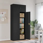 Szafy - vidaXL Szafa na dokumenty, czarna, 90x40x220 cm, stalowa - miniaturka - grafika 1