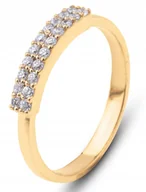 Pierścionki - PIĘKNY ZŁOTY KLASYCZNY PIERŚCIONEK Z BIAŁYMI KAMIENIAMI ALICE 8KT 333 - miniaturka - grafika 1