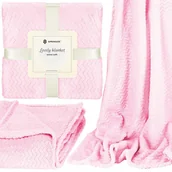 Koce - Narzuta na łóżko, pled 160x200 cm tłoczony zygzak, dwustronny koc na kanapę róż - miniaturka - grafika 1