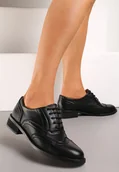 Półbuty damskie - Czarne Klasyczne Półbuty Oksfordki Delaisama - miniaturka - grafika 1