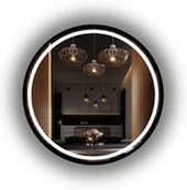 Lustra - Lustro Łazienkowe Led Koło 50 Cm Czarna Rama Loft - miniaturka - grafika 1