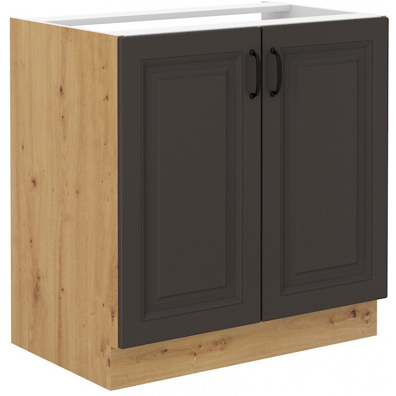 Szafka pod zlewozmywak SOPHIA – szerokość 80 cm, ciemnoszara/dąb artisan