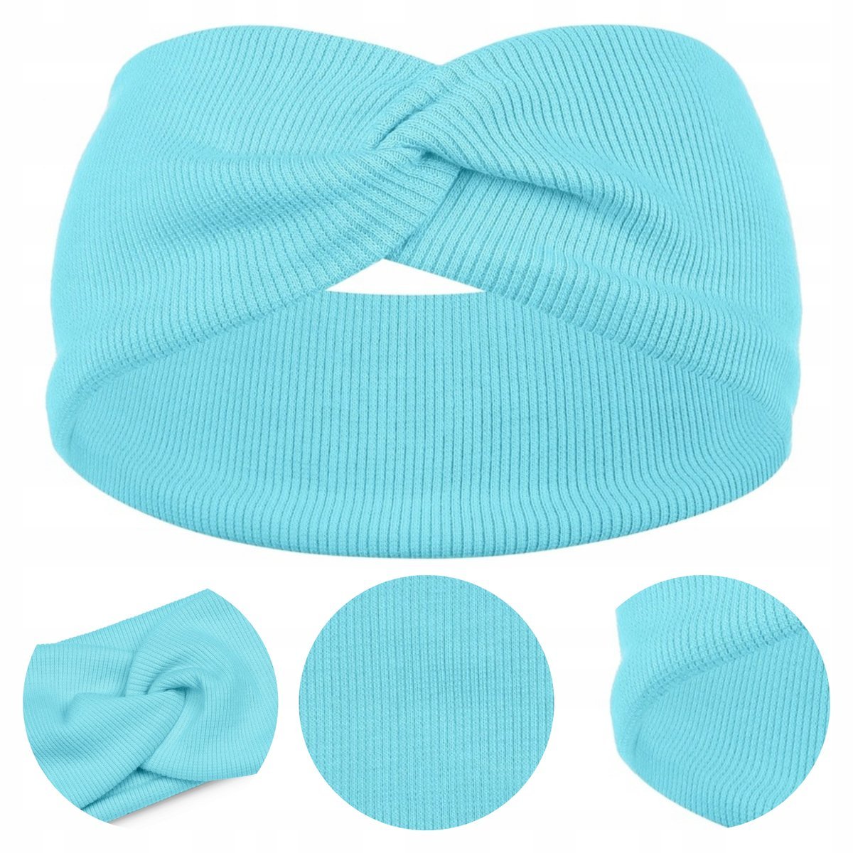 Opaska Bawełniana Przeplatana Podwójna Na Wiosnę Lato Jesień 48-52 Turkus