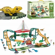 Zabawki zdalnie sterowane - 2 x DUŻY TOR WYŚCIGOWY DINO PARK DINOZAUR KOLEJKA ŚWIATŁO DŹWIĘK 167 EL. MA - miniaturka - grafika 1