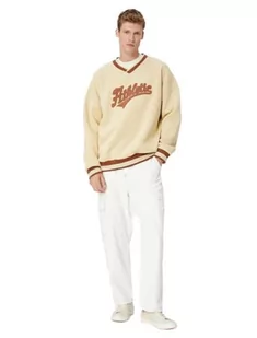Koton Męska bluza oversize z dekoltem w serek, beżowy (050), XXL - Bluzy męskie - miniaturka - grafika 1