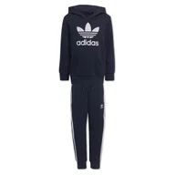Kombinezony dla dzieci - Komplet dziecięcy Adidas Hoodie bluza spodnie dresowe granatowe-104 - miniaturka - grafika 1