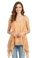 Bluzki damskie - Bluzka damska Guess by Marciano z falbanami pomarańczowa-M - miniaturka - grafika 1