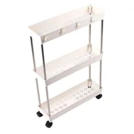 Szafki łazienkowe - REGAŁ Łazienkowy Wąski Szafka Mobilńa na Kółkach 3 Półki Biały - miniaturka - grafika 1