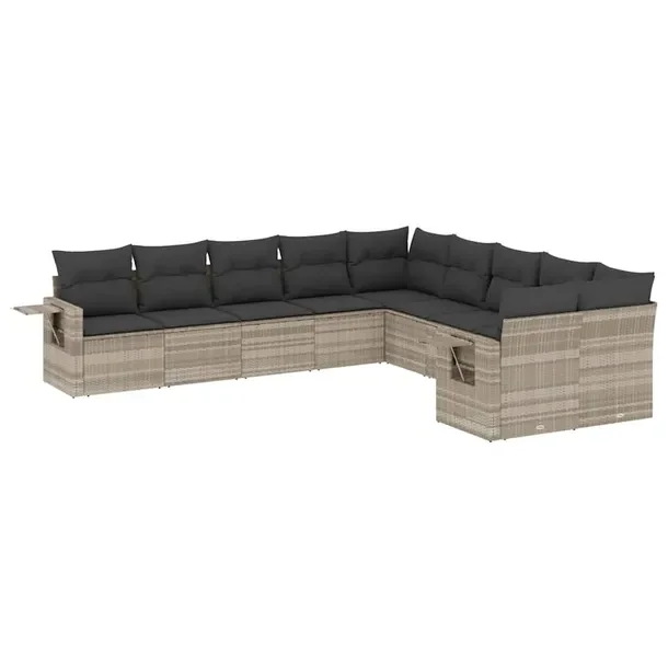 Zestaw wypoczynkowy rattan PE jasnoszary 62x62x69 cm