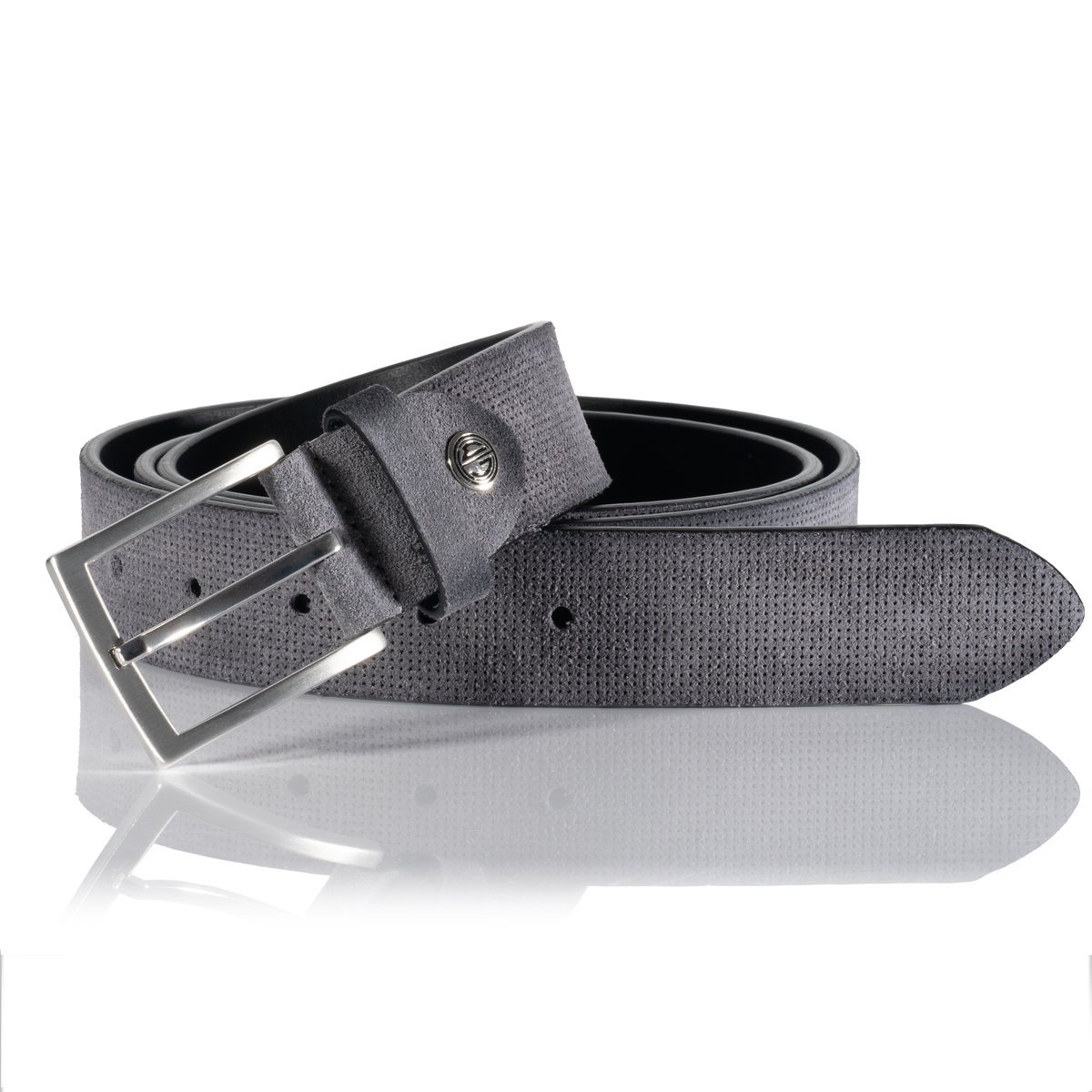 Pasek antyalergiczny ze skóry zamszowej Lindenmann 462 - szary 115 cm