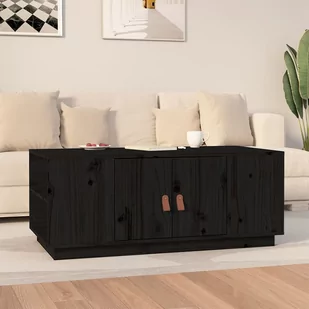 Lumarko Stolik kawowy, czarny, 100x50x41 cm, lite drewno sosnowe - Ławy i stoliki kawowe - miniaturka - grafika 1