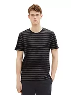 Koszulki męskie - TOM TAILOR T-shirt męski w paski, 29781 - Black White Inject Stripe, XL - miniaturka - grafika 1
