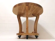 Ławy i stoliki kawowe - Stolik kawowy okragły dębowy Round'n'round na kółkach - miniaturka - grafika 1