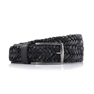 Pasek plecionka skóra naturalna w kolorze czarnym EM 19 - EM Men's Accessories - Paski - miniaturka - grafika 1