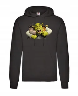 Czarna MĘSKA BLUZA Z KAPTUREM Z Nadrukiem Shrek Twarz Osioł r. L #7 - Bluzy męskie - miniaturka - grafika 1