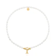 Naszyjniki - Choker z naturalnych pereł z literką K - miniaturka - grafika 1