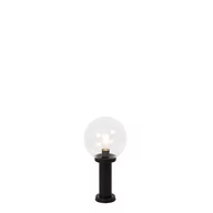 Lampy ogrodowe - QAZQA Stojąca lampa zewnętrzna czarna z przezroczystą kulą 50 cm IP44 - Sfera - miniaturka - grafika 1