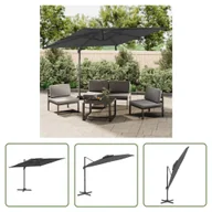 Parasole ogrodowe - The Living Store Wiszący parasol z podwójną czaszą - antracytowy - 300x300 cm - Parasol Ogrodowy - miniaturka - grafika 1