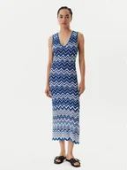 Sukienki - Morgan Sukienka dzianinowa 251-RMORTI Niebieski Slim Fit - miniaturka - grafika 1