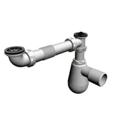 Syfony - Syfon zlewozmywakowy 2-komorowy butelkowy, sitko plastikowe, korek PCV - miniaturka - grafika 1