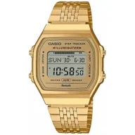 Zegarki męskie - Casio Vintage Bluetooth zegarek retro z krokomierzem złoty ABL-100WEG-9AEF  - miniaturka - grafika 1