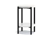 Ławy i stoliki kawowe - Stolik Kawowy SIGMA SM-04 Biały Połysk Do Salonu Czarne Metalowe Nogi Okrągły Pomocniczy - miniaturka - grafika 1