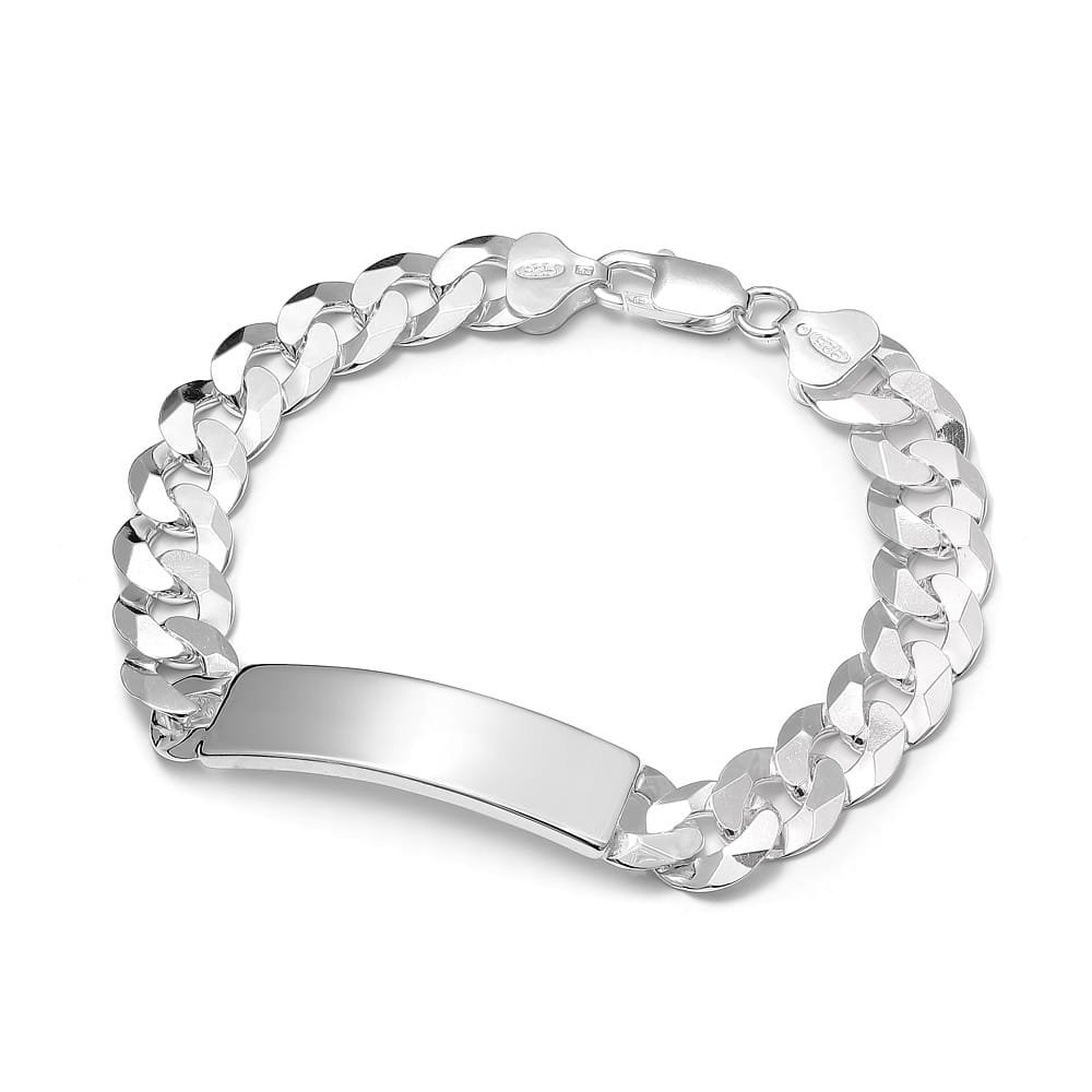 Srebrna bransoletka kieta męska masywna pancerka z blaszką 24 cm