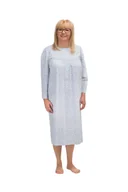 Bielizna nocna - KOSZULA NOCNA DAMSKA 2XL DŁUGI RĘKAW BAWEŁNIANA LUŹNA ROZPINANA BIAŁA W KWIATY - miniaturka - grafika 1