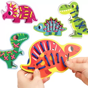 Gra Logiczna Zręcznościowa Przeplatanka Dinozaury Jhtoy-428 - Sortery dla dzieci - miniaturka - grafika 1