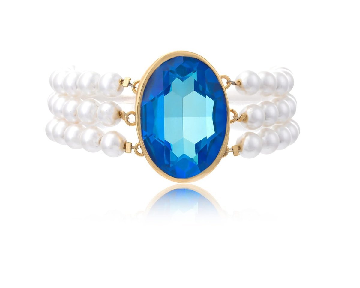 BRANSOLETKA Z PEREŁ Z DUŻYM, Z KAMIENIEM PRIMERO (B23/ZIM/127AU)