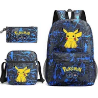 Torebki damskie - 2025 Pikachu School Bag Plecak Piórnik Torba na ramię Trzyczęściowy zestaw Niebieski wzór - miniaturka - grafika 1