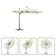 Parasole ogrodowe - The Living Store Parasol wiszący z lampkami LED i słupkiem - 300 cm - piaskowy - Parasol Wiszący - miniaturka - grafika 1