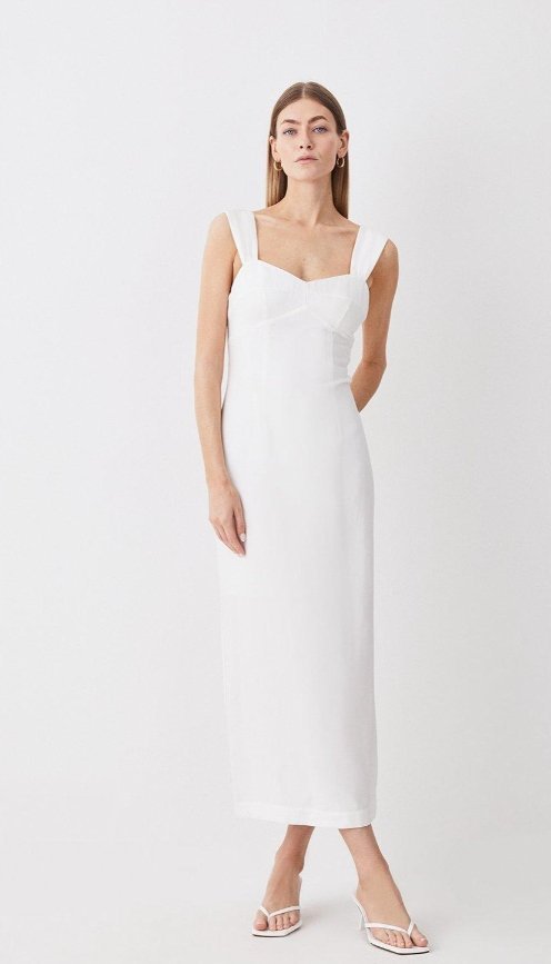KAREN MILLEN SUKIENKA BIAŁA GŁADKA PROSTA 40 1Y1T