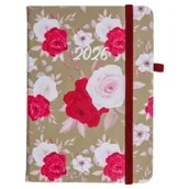 Kalendarze - Kalendarz 2025 A6 tyg. Flamenco biało-czer kwiaty - miniaturka - grafika 1