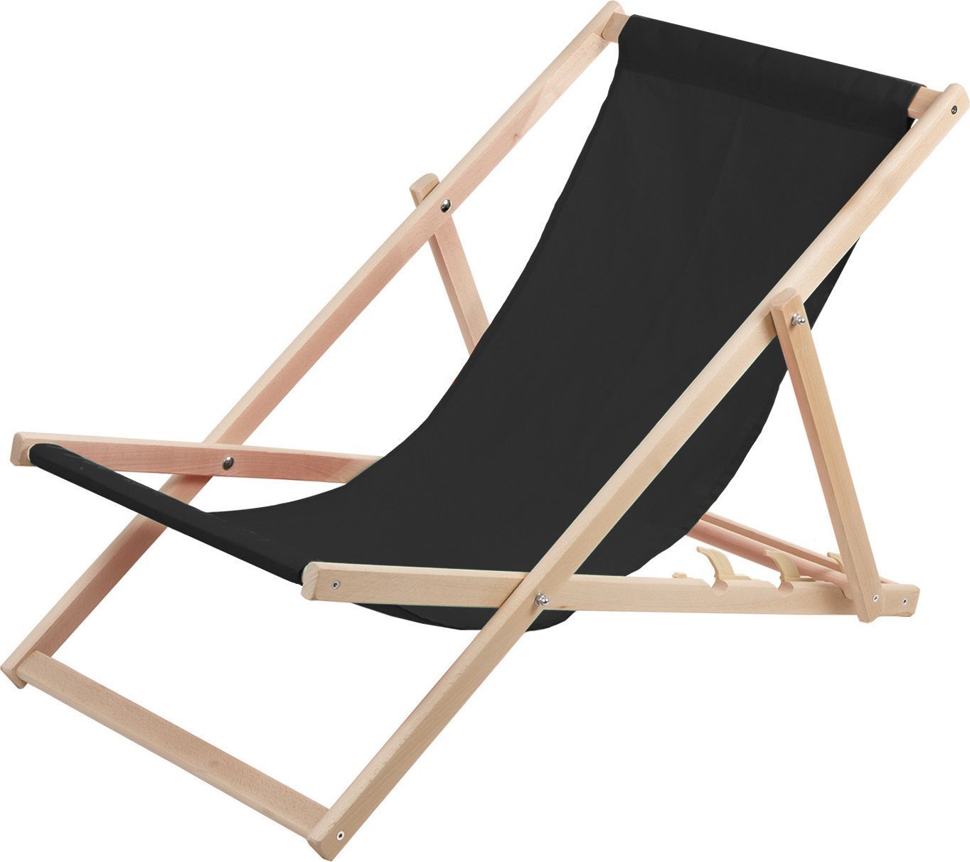 vidaXL Leżak plażowy, drewniany czarny