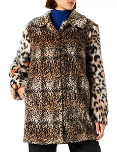 Pinko Damski płaszcz Conchita sztuczne futro ANI, CZF_beżowy/czarny/pomarańczowy, M - Płaszcze damskie - miniaturka - grafika 1