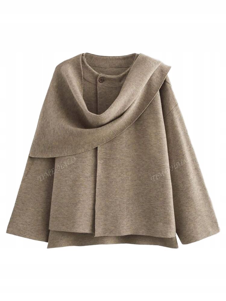 SHEIN DAMSKI SWETER BRĄZOWY Z DŁUGIM RĘKAWEM S 11LA