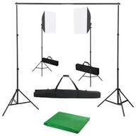 Lampy studyjne - vidaXL Lampa studyjna Fotograficzny zestaw studyjny z lampami softbox i tłem 3055057 - miniaturka - grafika 1