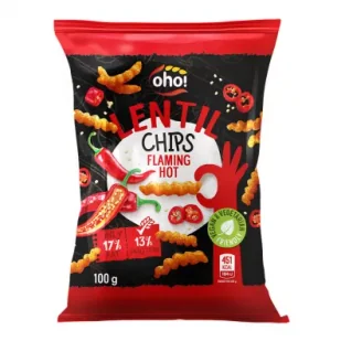 Naujasis Nevezis Chipsy z czerwonej soczewicy o smaku flaming hot 100 g - Chipsy - miniaturka - grafika 1