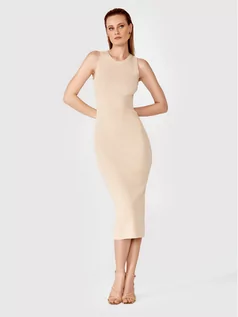 Sukienki - Simple Sukienka letnia SI22-SUD013 Beżowy Regular Fit - grafika 1